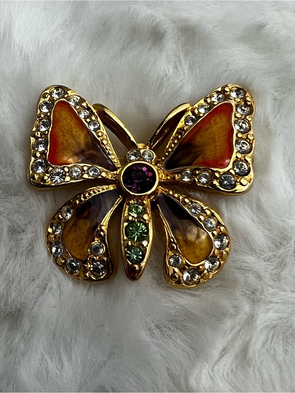 VTG 90s Joan Rivers Enamel & Rhinestone Butterfly Brooch Pin Signed
